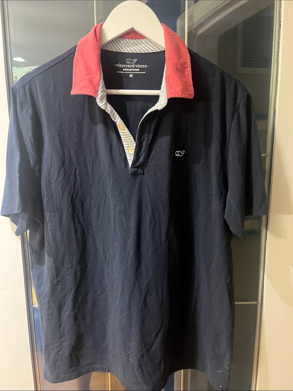 Vineyard Vines Men’s Navy Polo with Red Contrast Collar